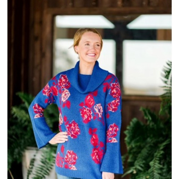 The Pioneer Woman Floral Jacquart Cowlneck Sweater. - Picture 4 of 4